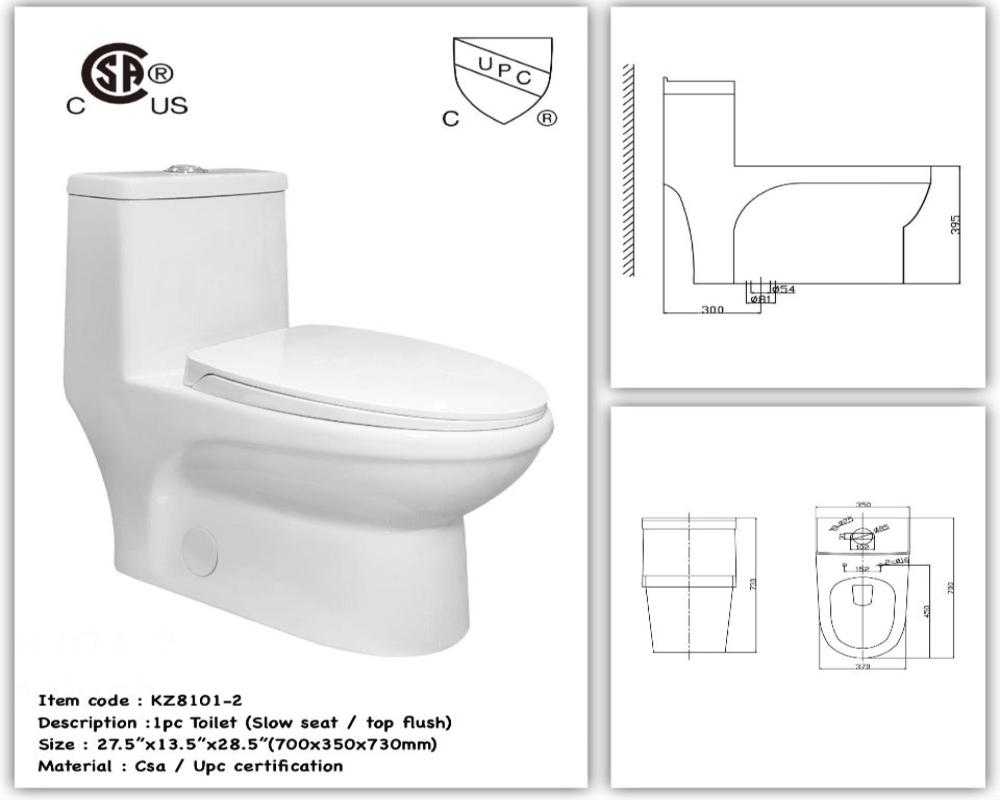 Fyler KZ8101-2  A Was $188 Now $139/pc 10pcs+ $119/pc *TOP* flush 1pc toilet include slow closing seat