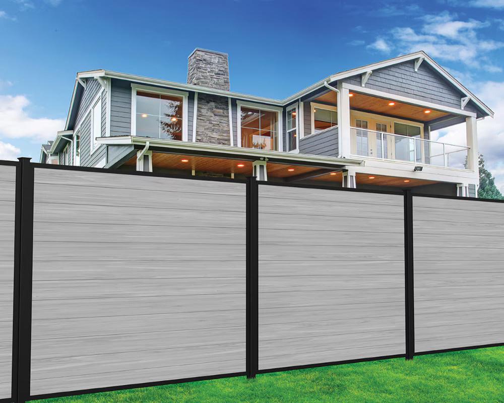 *NO TAX 12%OFF* Flyer Fence A+ 2024 Was $199/set Now after discount $175/set 1.9M POST METAL BASE INSIDE INSERT WPC fence board light grey 72"x72" 1800mm x 1800mm 12pcs(2bags)/set with accessories (1.9m post *1pc only + 1 base + 2 edges + screw)