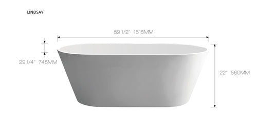 Lindsay 1515x745x560MM =60"x 30"x22" acrylic Freestanding Bath tub With overflow and drainer Acrylic material bathtub $599