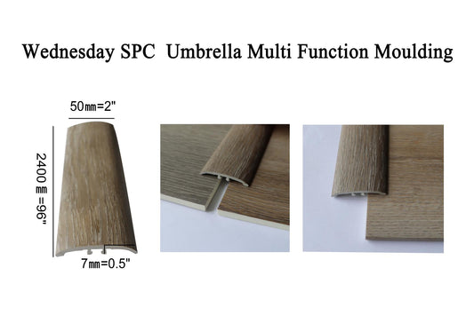 wednesday umbrella multi purpose moulding 2400x50x7mm (95"H* 2"W  * 7mm d) 8 feet long $6/pc*