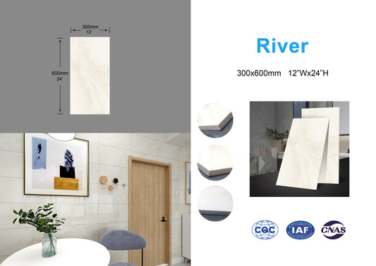 River family Full Polished Glazed Tile 12"x24" 8pcs/box 16sf/box $23.84/BOX $1.49/sf