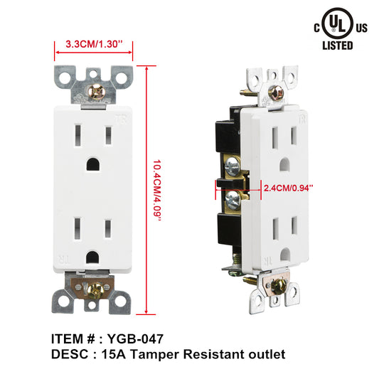 plug receptacle 15AMP TR  $1.65/pc *