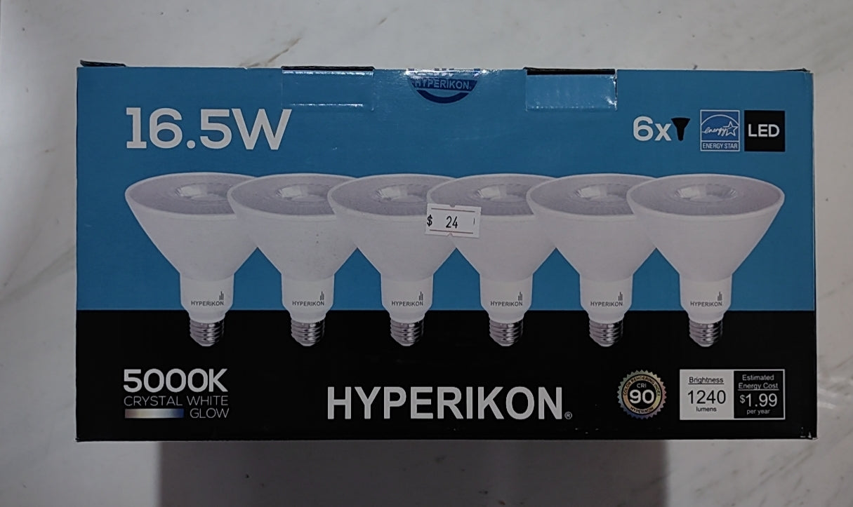 LED LIGHT BULB HYPERIKON 16.5W 5000K COOL WHITE PAR38 6PCS/BOX $24/BOX