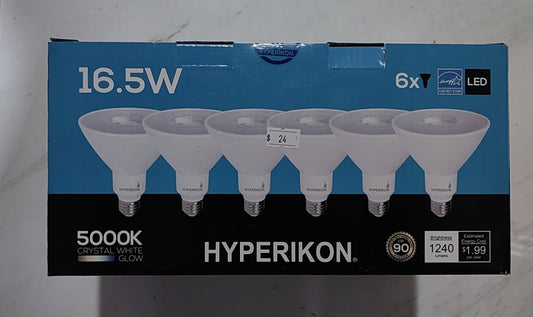 LED LIGHT BULB HYPERIKON 16.5W 5000K COOL WHITE PAR38 6PCS/BOX $24/BOX