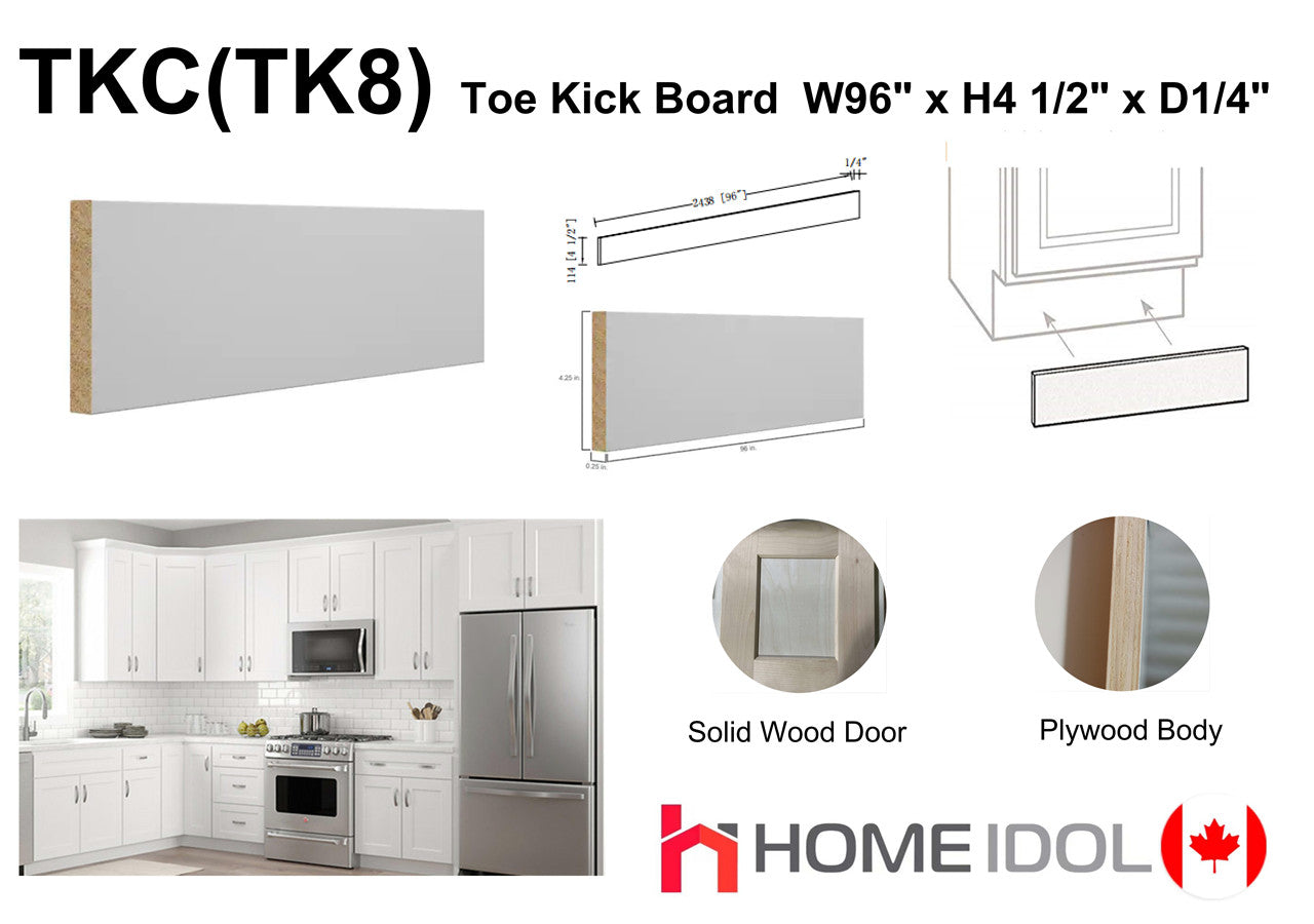 TKC(TK8) Toe kick filter Plywood white shaker 4" x 96" $20
