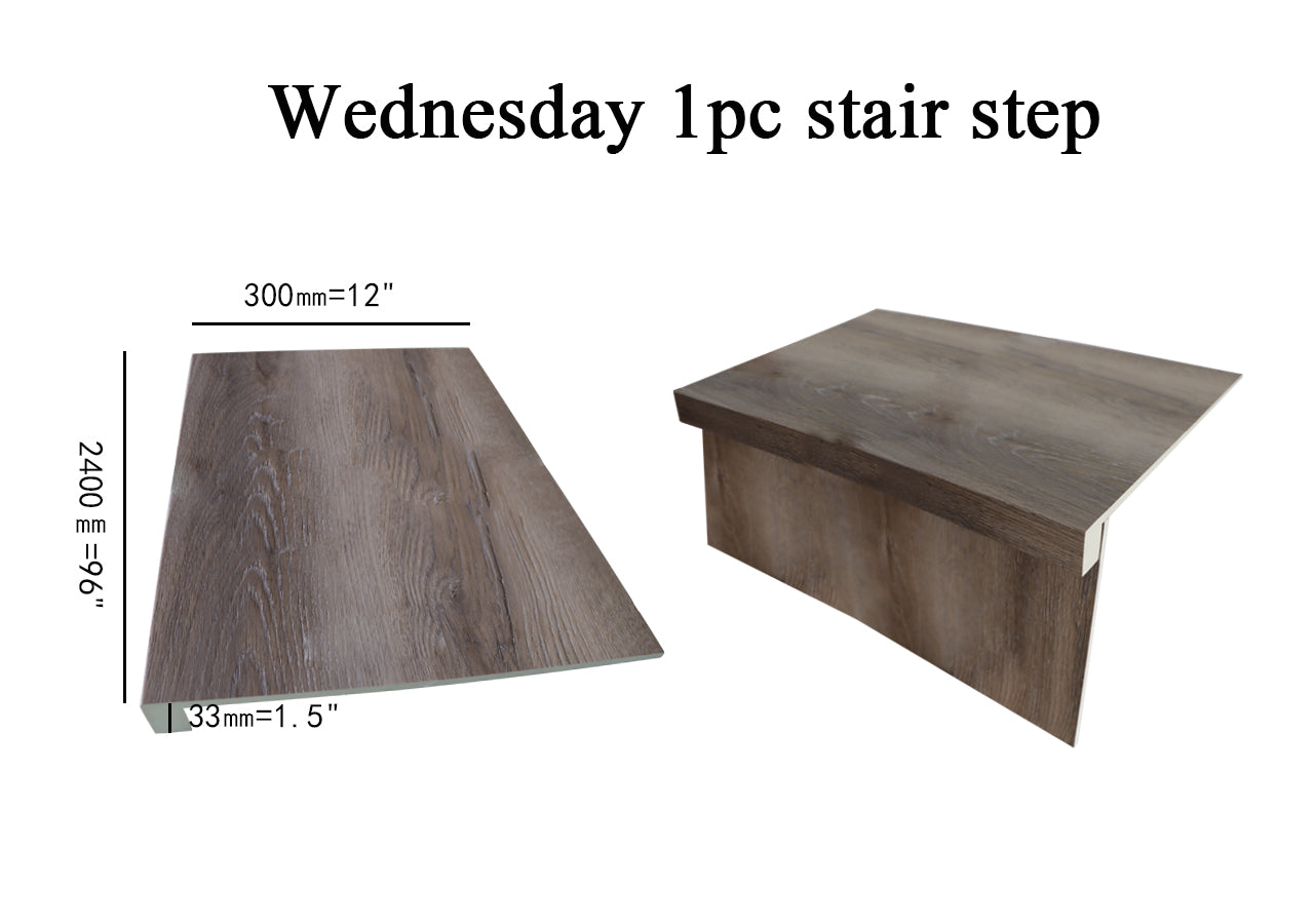 vinyl wednesday wpc big stair nose stair tread wide 2400x300x20mm (95"H x 12"W x1.5"D) 8 feet long $39/pc