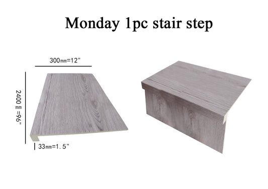 vinyl monday wpc big stair nose stair tread wide 2400x300x20mm (95"H x 12"W x1.5"D) 8 feet long $39.50/pc