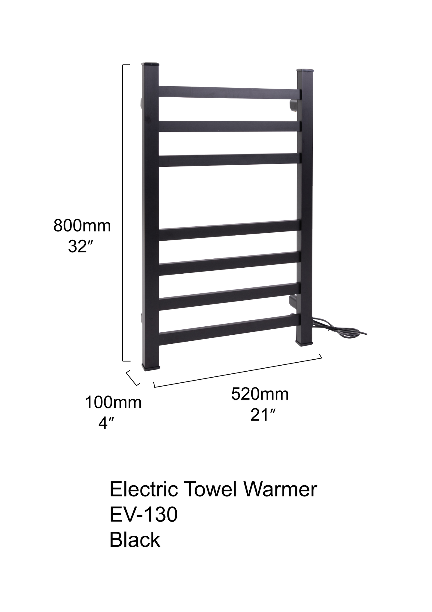 EV-130 Electric towel dryer 520x100x800mm(20.5"x4"x31.5") 130w 7 heating bar (Dia 30*15mm;30*40mm) $120