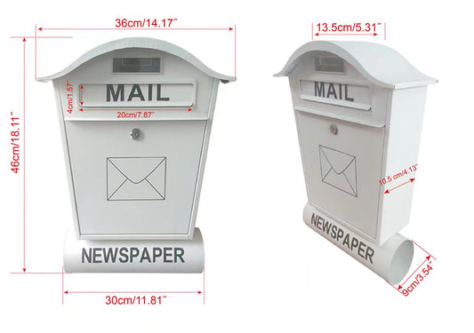 *DISCONTINUED*mailbox white 400x440x110mm =16"x18"x5" $39.50/pc