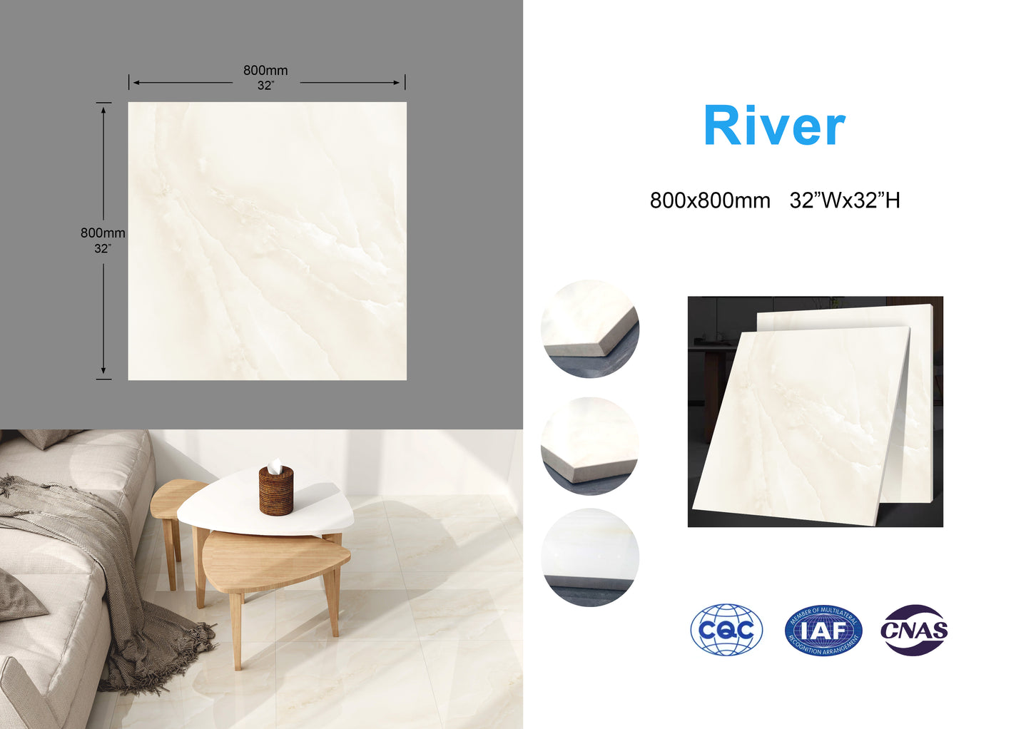 River family Full Polished Glazed Tile 32"x32" 3pcs/box 21.33sf/box $1.79/sf