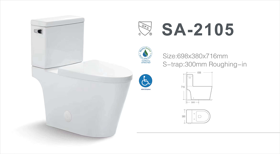 *Promotion* Toilet SA-2105 2pc side flush (with seats & wax) $119/pc