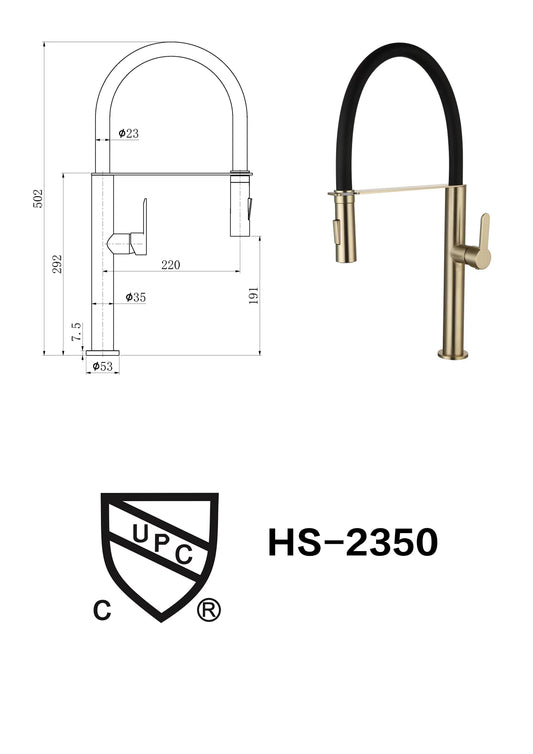 *DISCONTINUED* HS2350G/HS-350G kithcen faucet gold head $59/PC