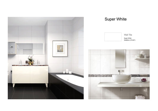 *W3600 SUPER WHITE WHITE WALL TILE * 12"X24"  8PCS/BOX 16SF/BOX $23.84/BOX $1.49/sf