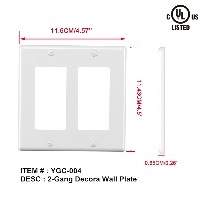 plate 2G white 2 gang decorative wall plate $0.95/PC **