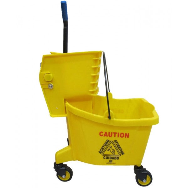 YELLOW MOP BUCKET WITH SIDE PRESS WRINGER 24L $49