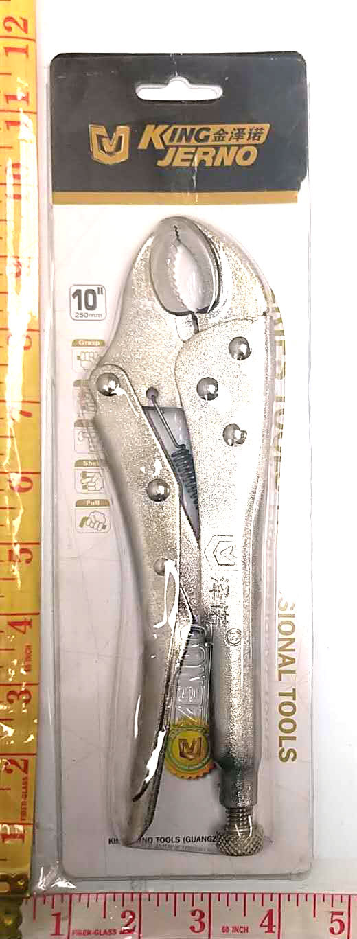 ZENUO CURVED JAW LOCKING PLIERS WITH WIRE CUTTER KING JERNO SILVER YALEISI 10"/250MM $4.99