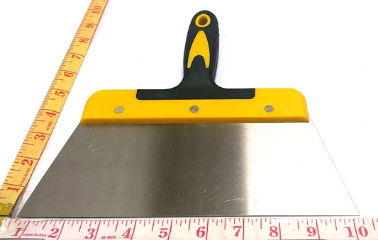 YELLOW WIDE SCRAPER (PUTTY KNIFE) WITH STRONG GRIP HANDLE STAINLESS STEEL 9.5" $3.99 ***