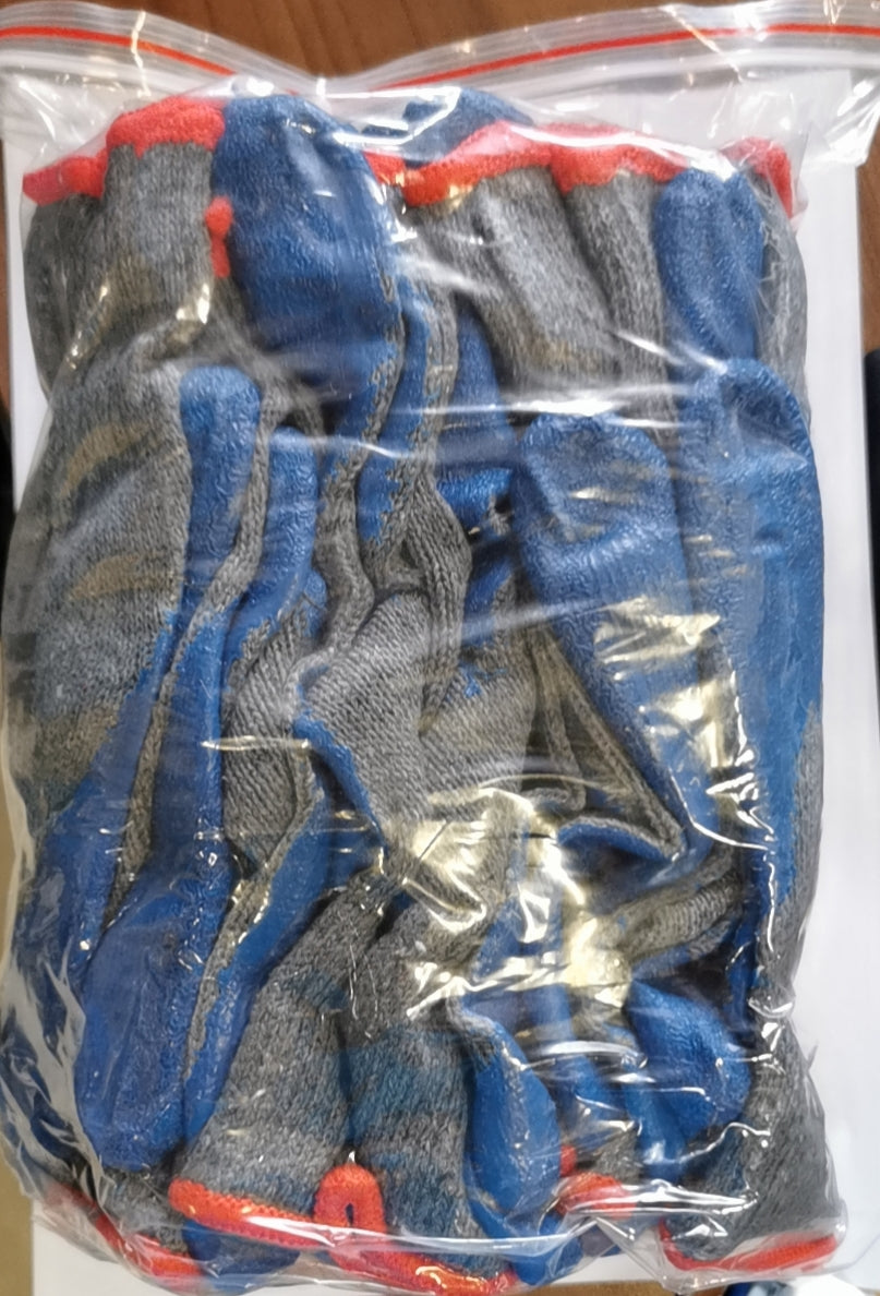 GLOVES FABRIC BLUE AND GREY 10PAIRS/BAG $9.50/BAG #