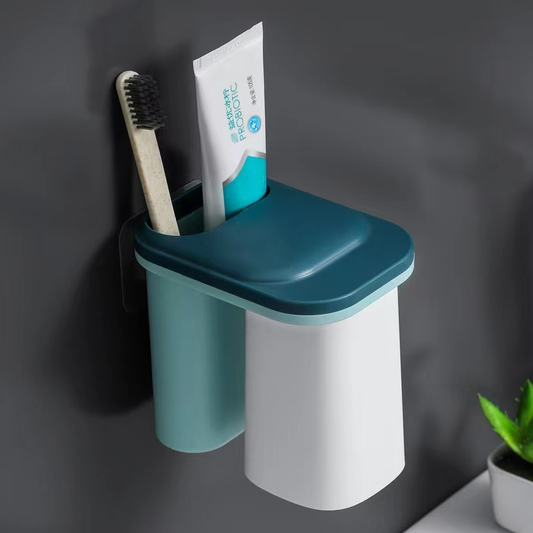 Tiktok houseware Toothbrush Holder Wall Mounted Space-Saving Toothbrush and Toothbrush Cup Holder Magnetic toothbrush cup $4