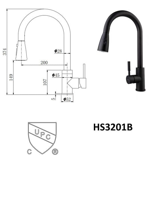 HS3201B/HS3210B kitchen faucet black $59