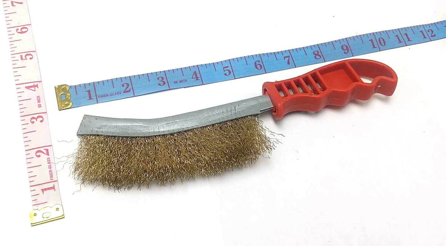 KNIFE SHAPED COPPER WIRE BRUSH WITH RED HANDLE 1.5"X9" $2