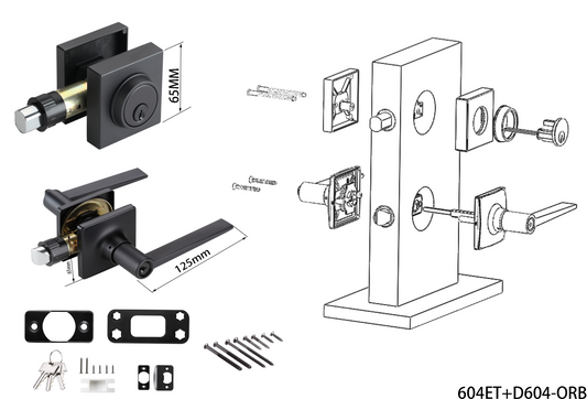 square lever Black combo lock with key 604ET + D604-ORB $35